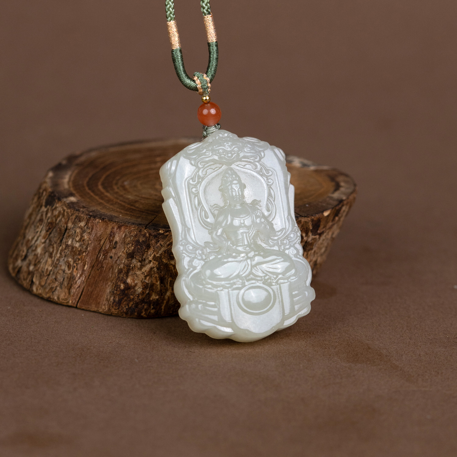 【左氏珠宝】和田玉观音牌挂双面精雕雕刻精美0570