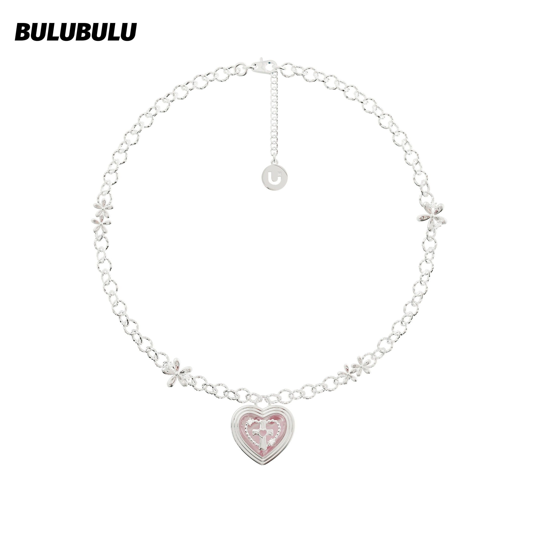 合金锆石项链 BULUBULU 宿命系列爱心十字架锁骨链设计师原创项链