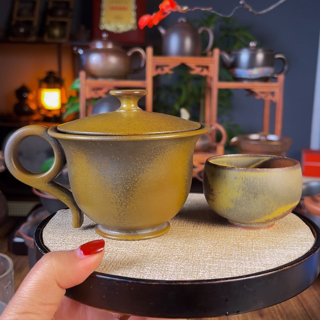 精品柴烧手把盖碗精品