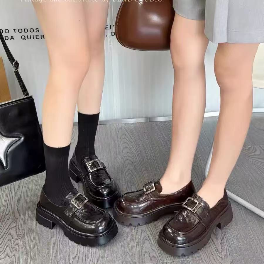 加绒厚底轻便不重百搭乐福鞋女冬季863