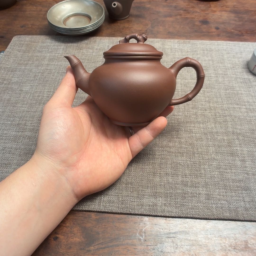 茶壶紫砂90年代紫泥素竹壶