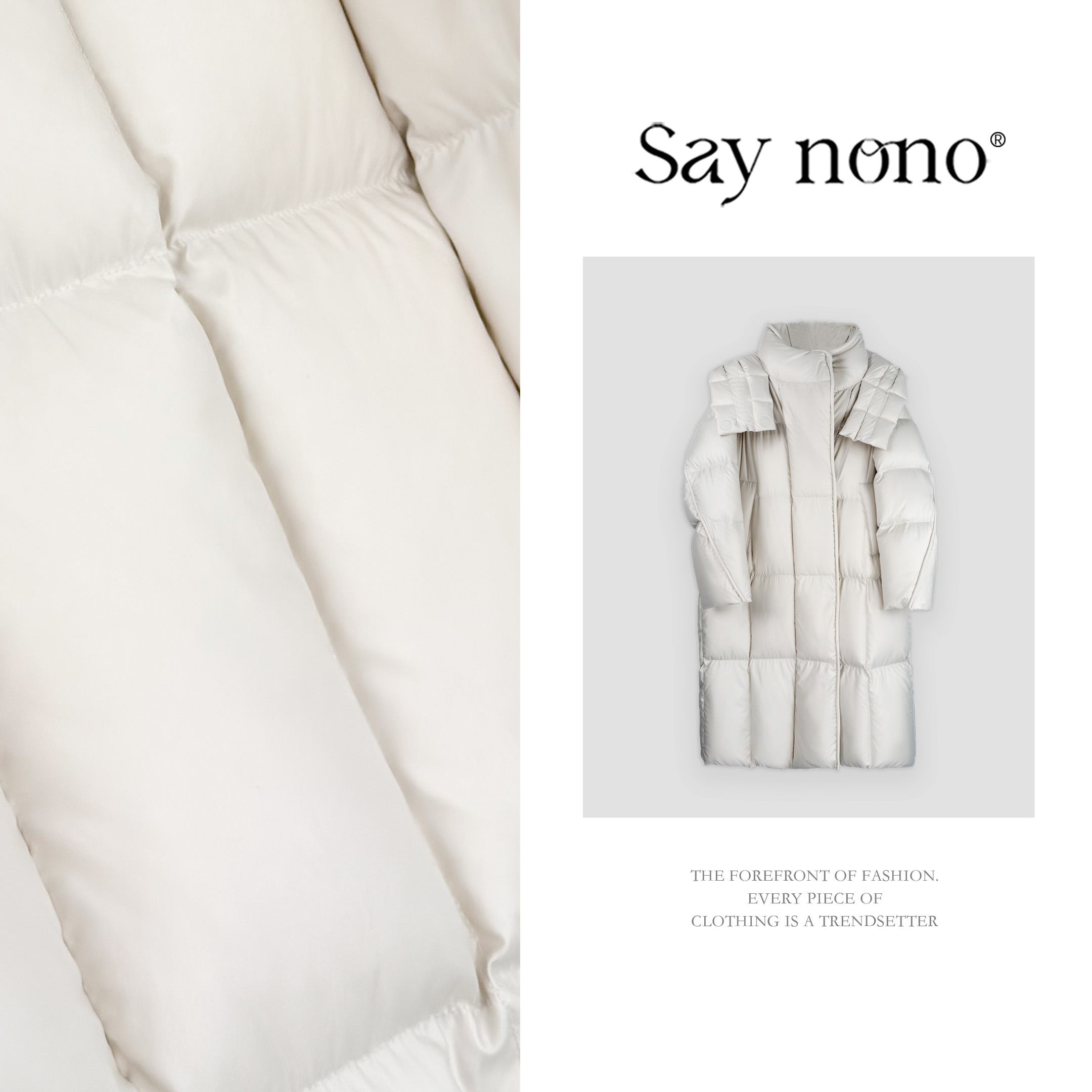 懒猫nono│Saynono 白鹅绒长款极简绗缝大朵鹅绒服长款GF10301YY