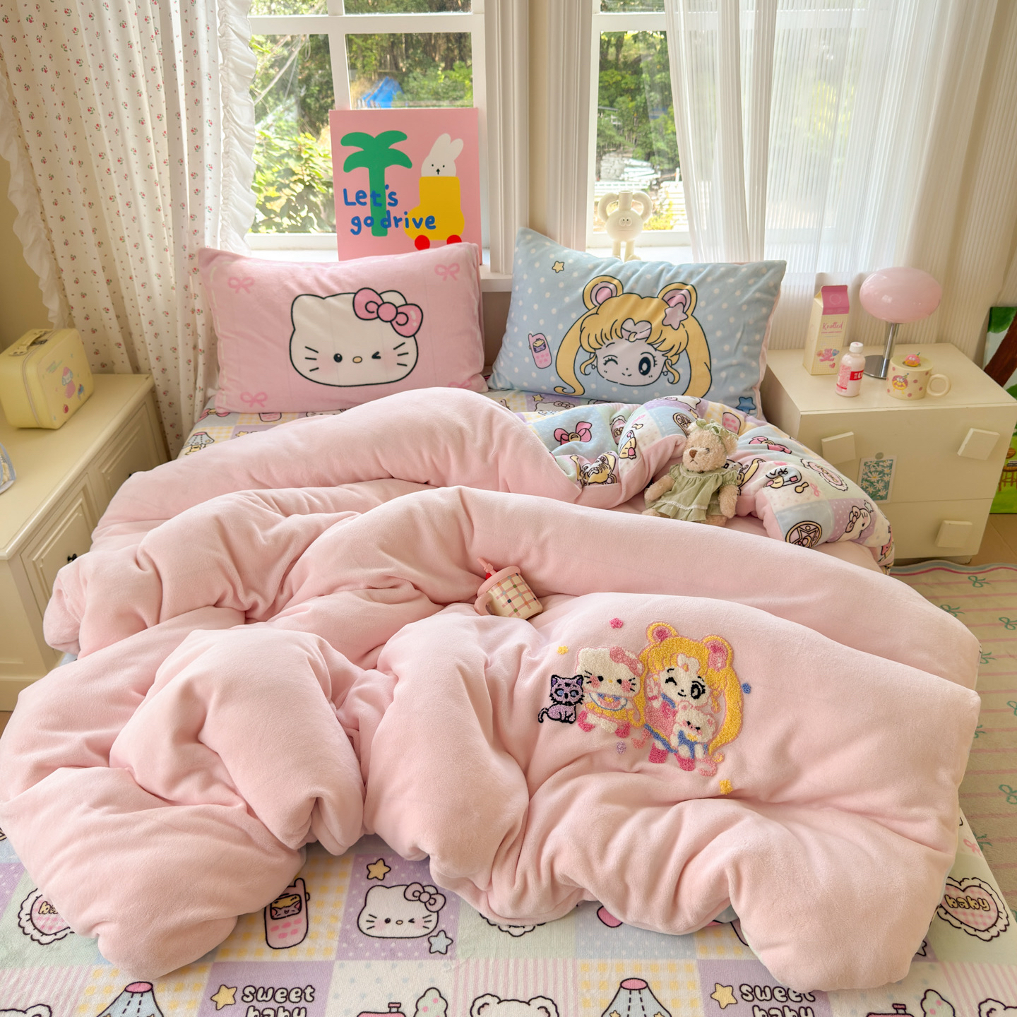 【水冰月】小清新牛奶绒毛巾绣四件套