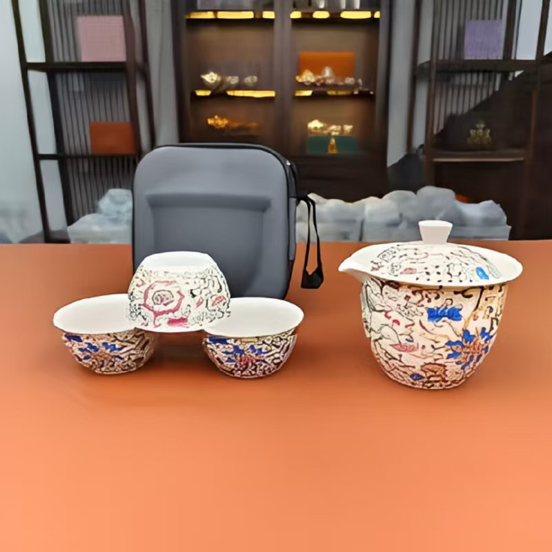 KK0089-缠枝莲珐琅彩旅行套