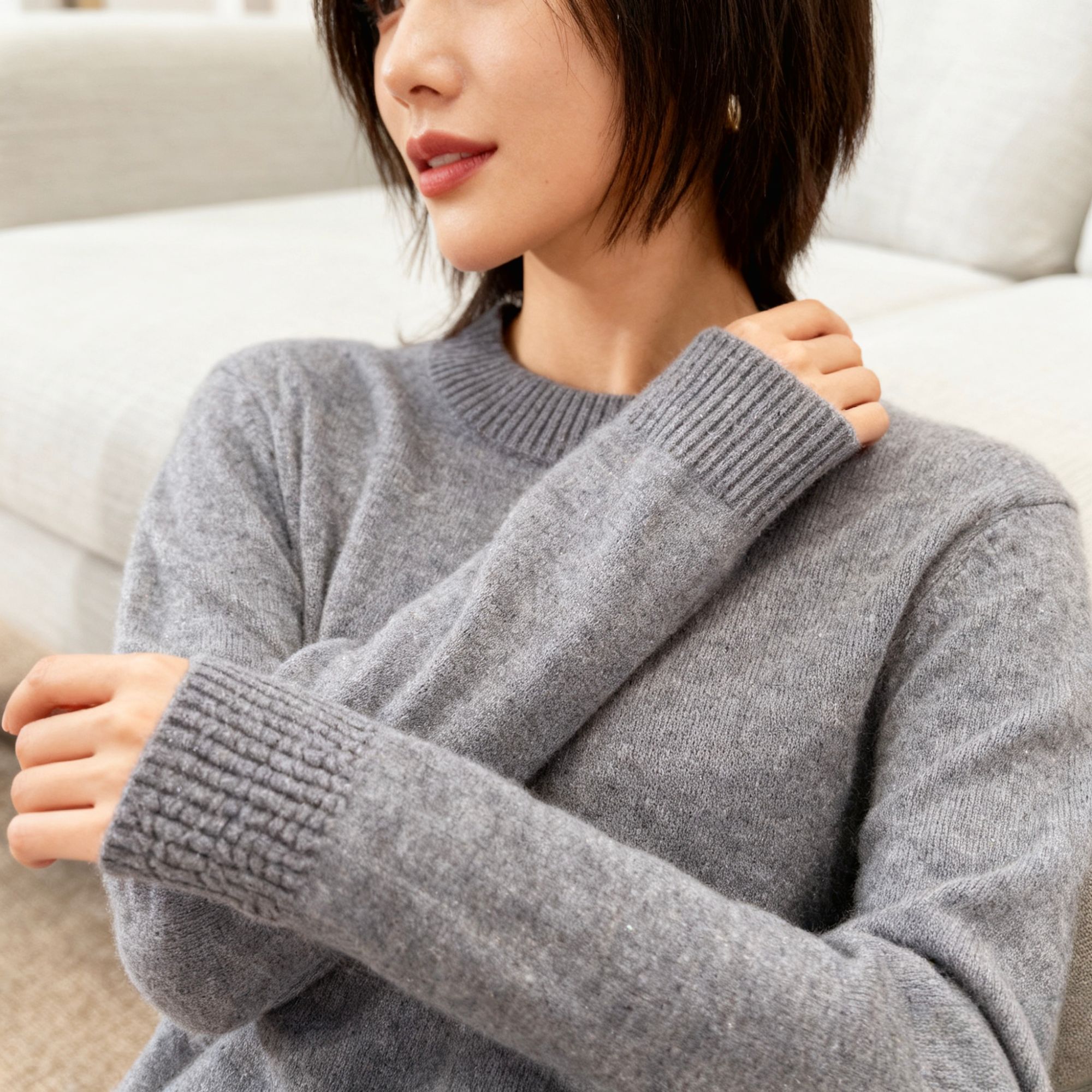 羊毛秋冬圆领满天星针织毛针织衫上衣长袖春季INS风女装立领