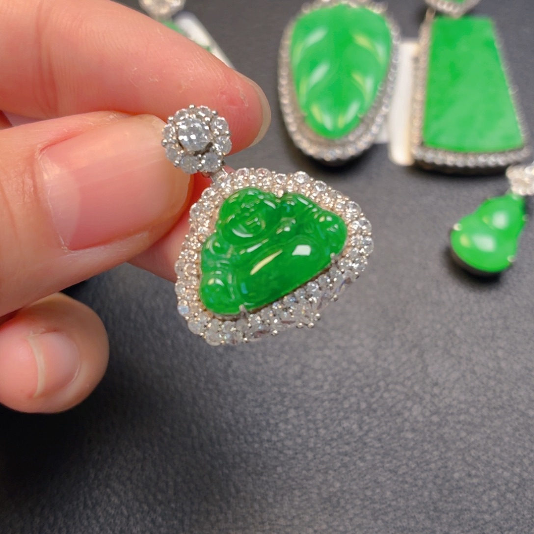 翡翠银S925镶嵌吊坠(不含链)