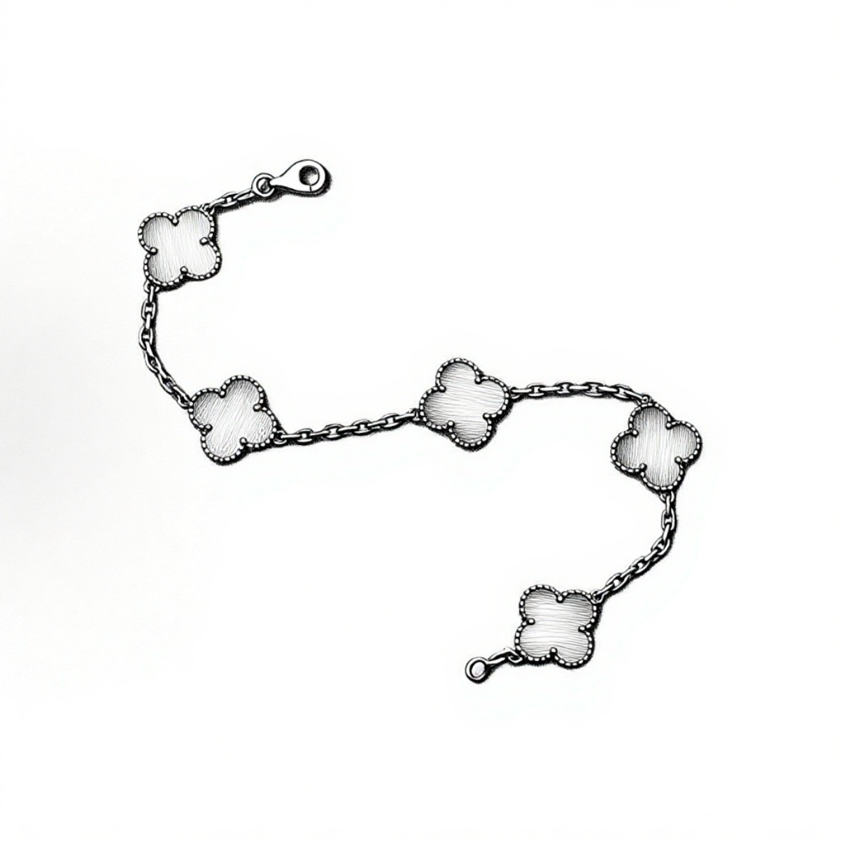 合成金属手链 四叶草五花手链 (v金版本) 高保色