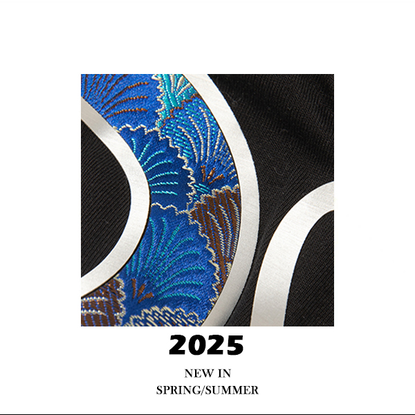 LOEWIE-【青花瓷丝绸银丝】-F185 2025新款男女T恤重磅纯棉