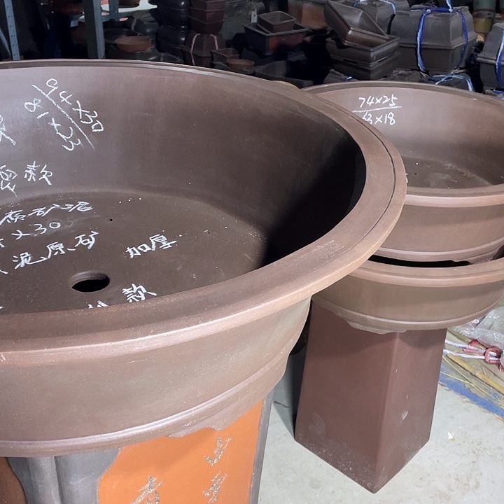 紫砂外贸款大口径圆盆共三只94一只74口两只