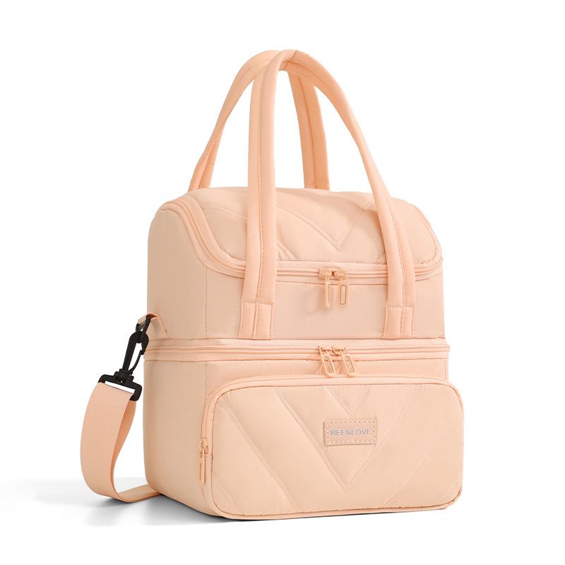 防水学生加厚双层午餐包便携防漏大容量饭盒袋野餐露营手提保温包