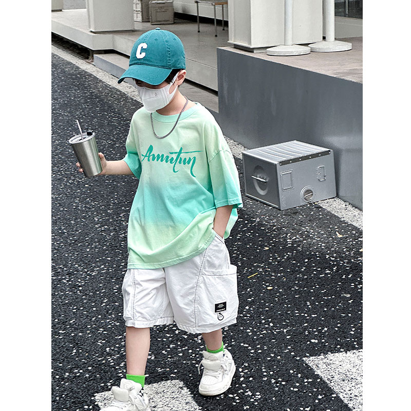 【100%纯棉 买短袖送短裤】男童夏款T恤套装2025新款儿童装中大童