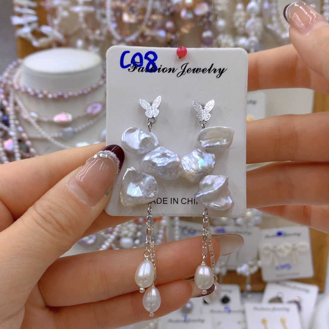 淡水珍珠耳饰银S925镶嵌