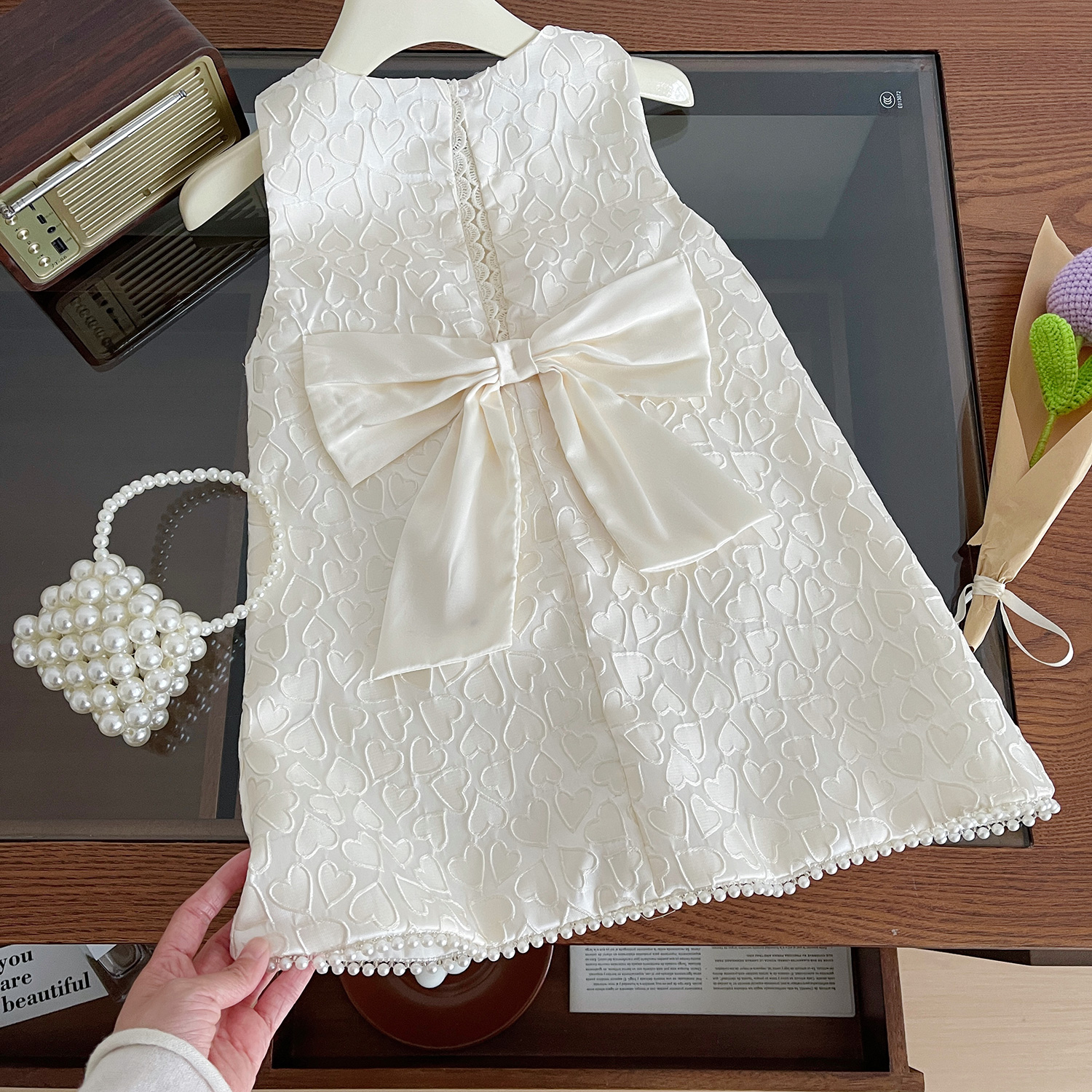 2025夏季新款韩版时尚爱心工艺女童无袖连衣裙S24103