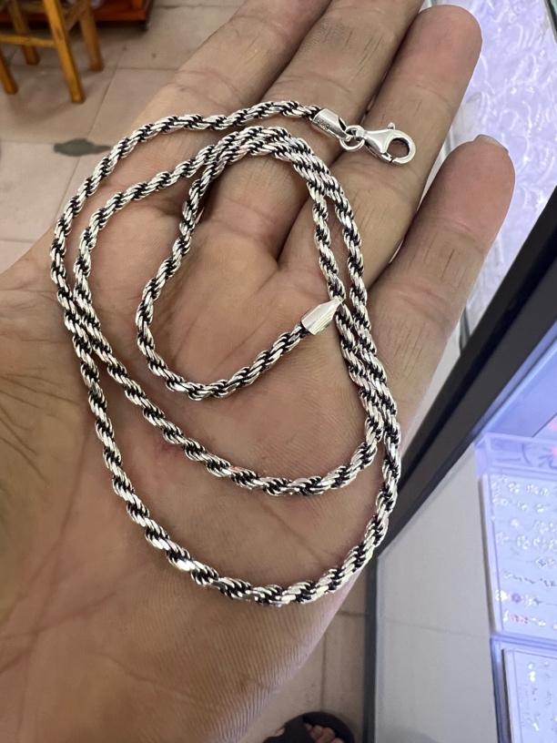 链子925银 正品925纯银项链麻花项链长度50 纯手工精美银饰