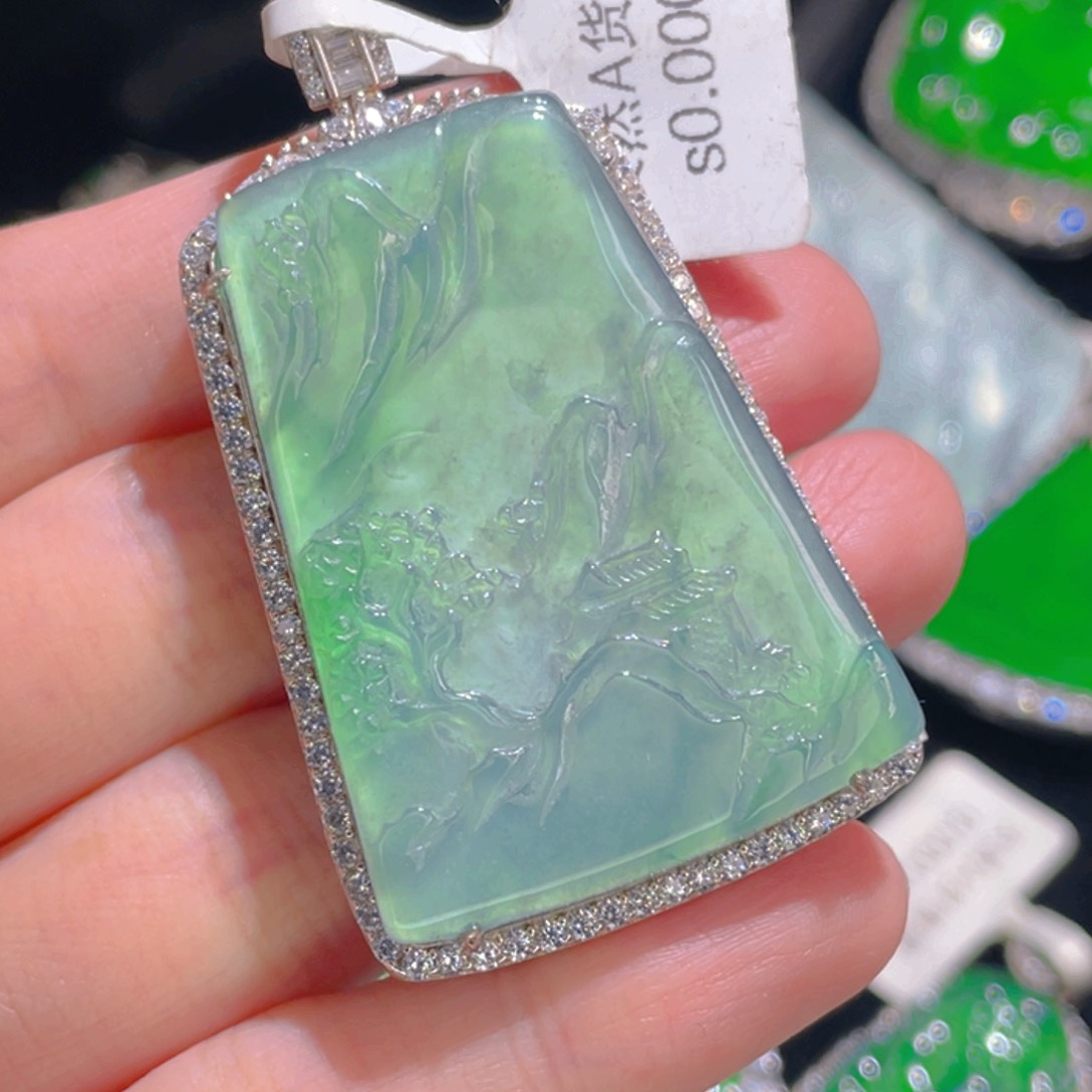 翡翠吊坠(不含链)银S925镶嵌