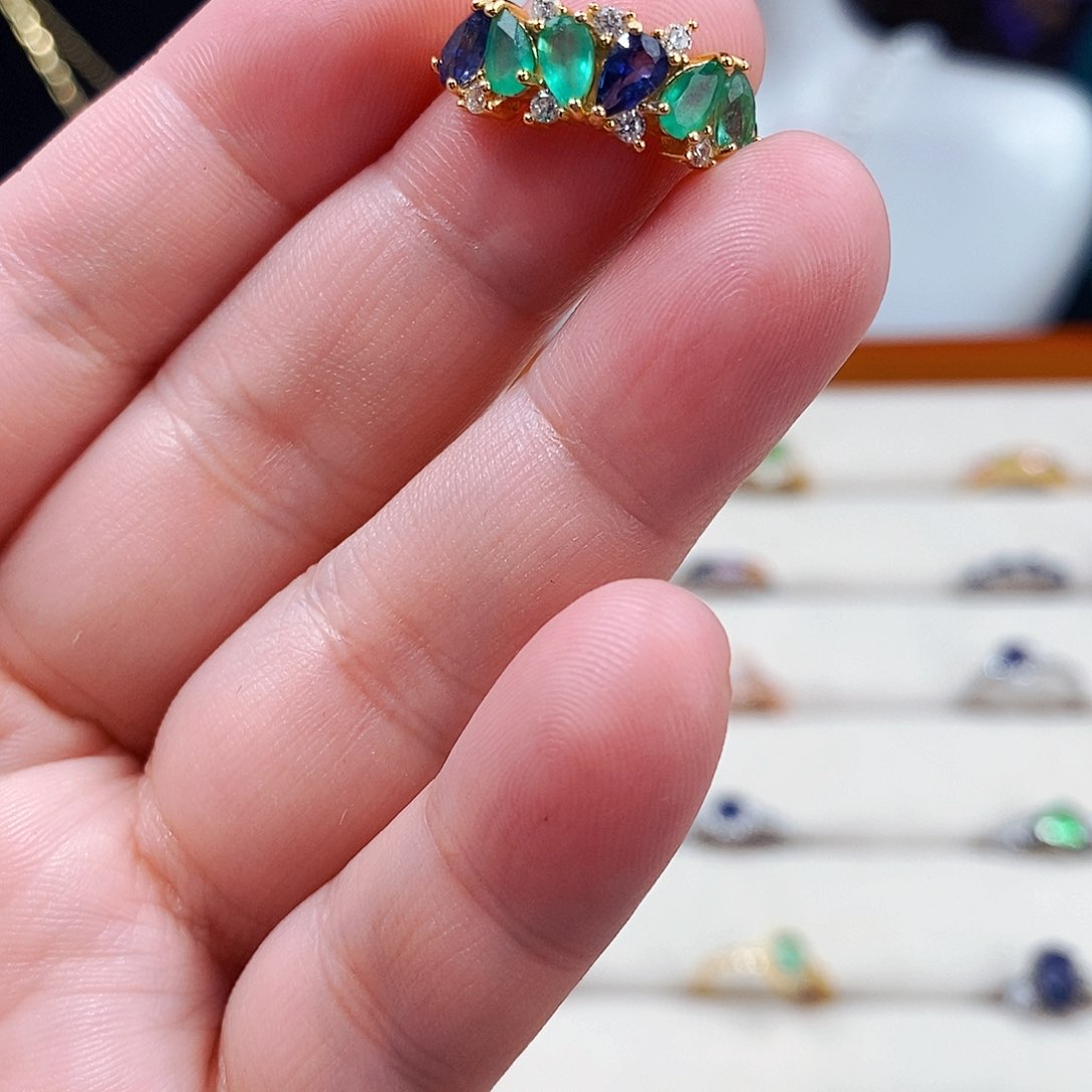 蓝宝石戒指银S925镶嵌