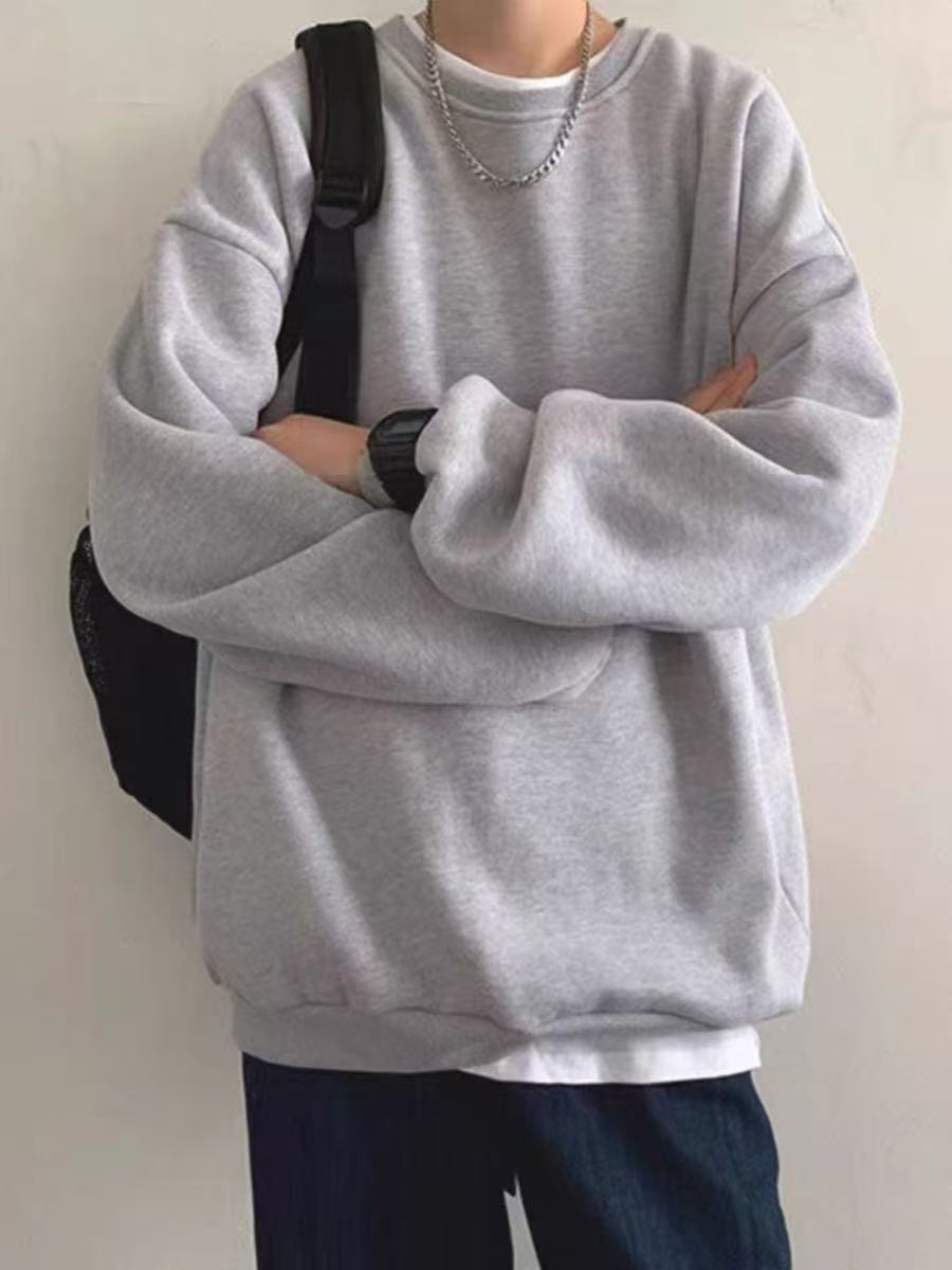 （200-299）秋冬长袖男士卫衣宽松加绒圆领ins韩版