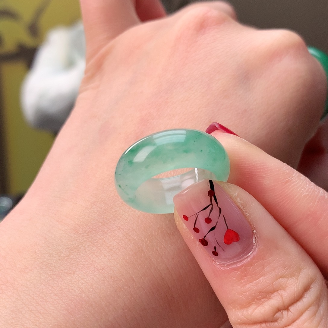 石英质玉冰飘花戒圈11-12未镶嵌