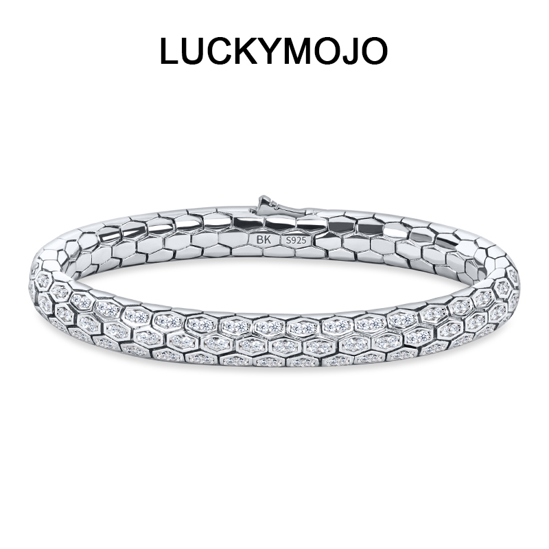 LUCKYMOJO 925银手链 小众土耳其蛇纹手链男款女士轻奢高级感手镯