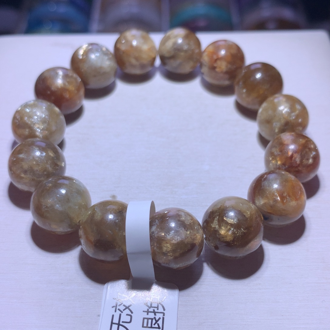 银S925镶嵌手串水晶金祖母14.3m