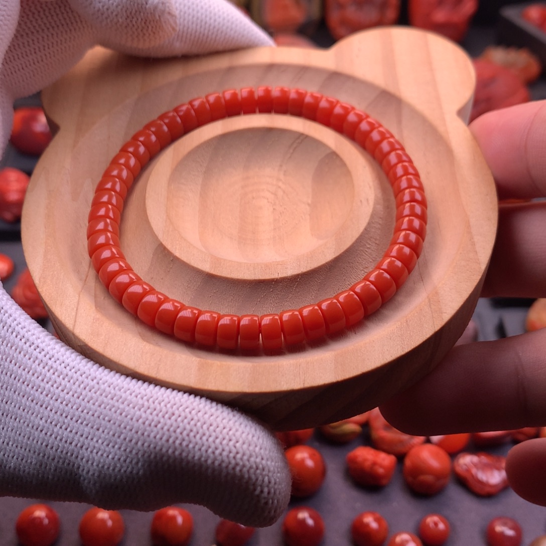 南红玛瑙未镶嵌【传仁】保山柿子红精工药片直切手串6mm