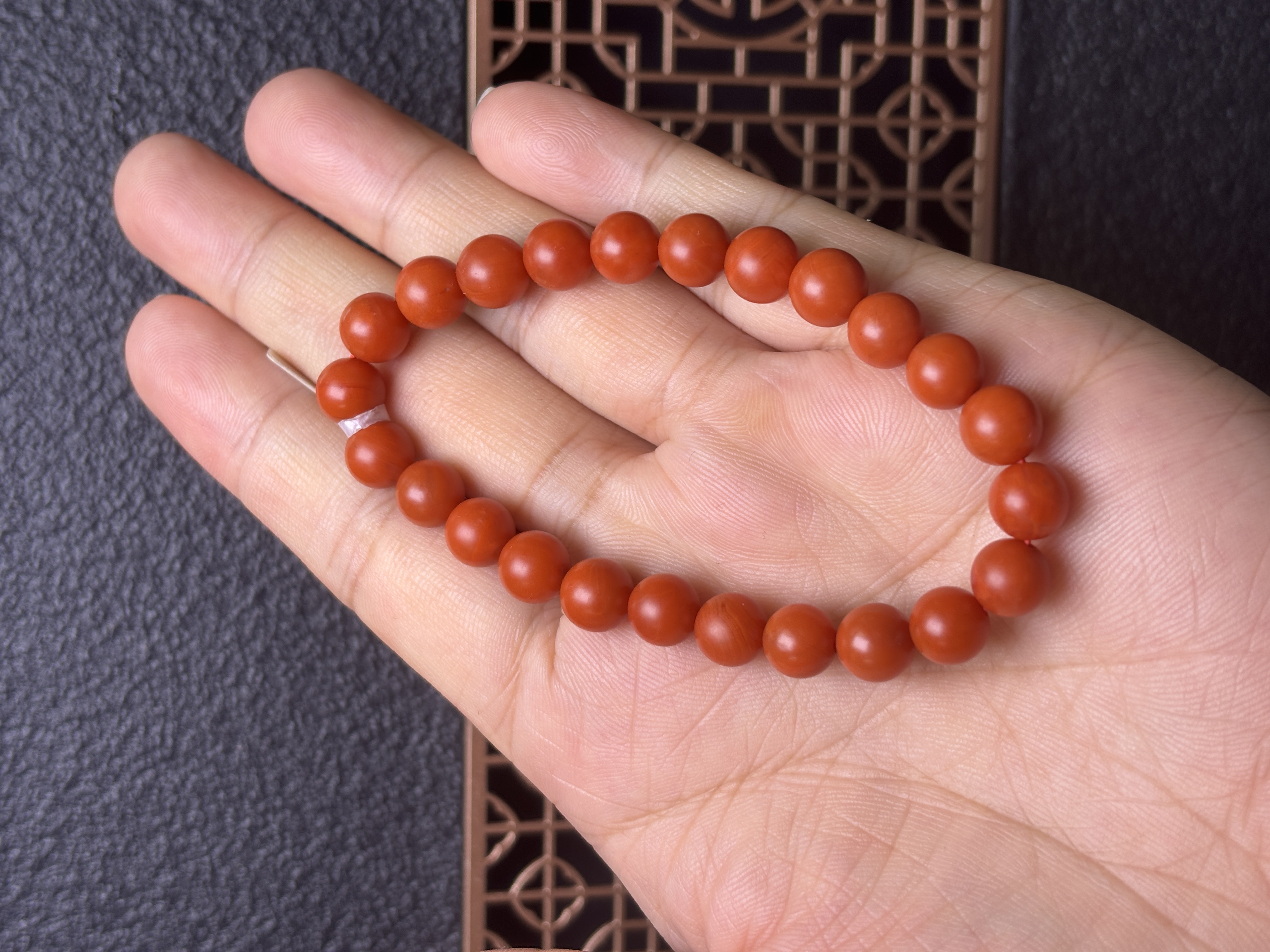 保山南红阿东寨圆珠手串单圈B