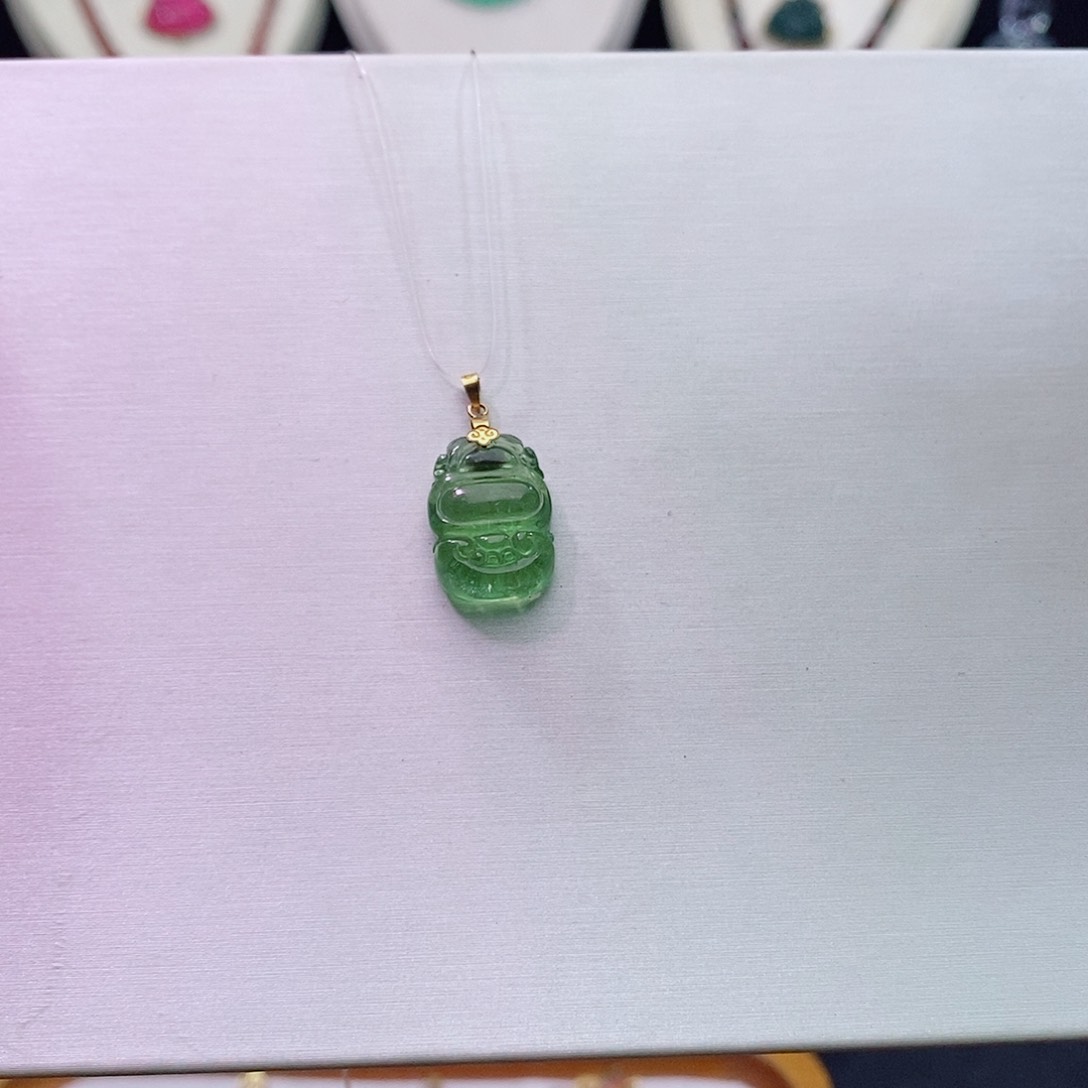 碧玺碧玺m18K金镶嵌吊坠