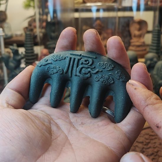 泥塑蓝药师香方香梳一把材料保真