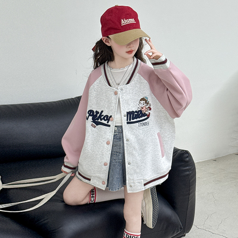 女童外套秋装2025新款洋气儿童棒球服春秋款小女孩运动秋季上衣潮