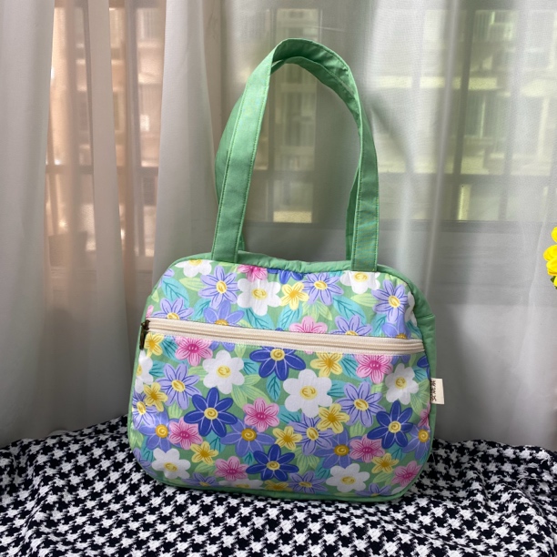 安妮紫原创手工布艺韩版布包高品质可爱拼色手提包单肩