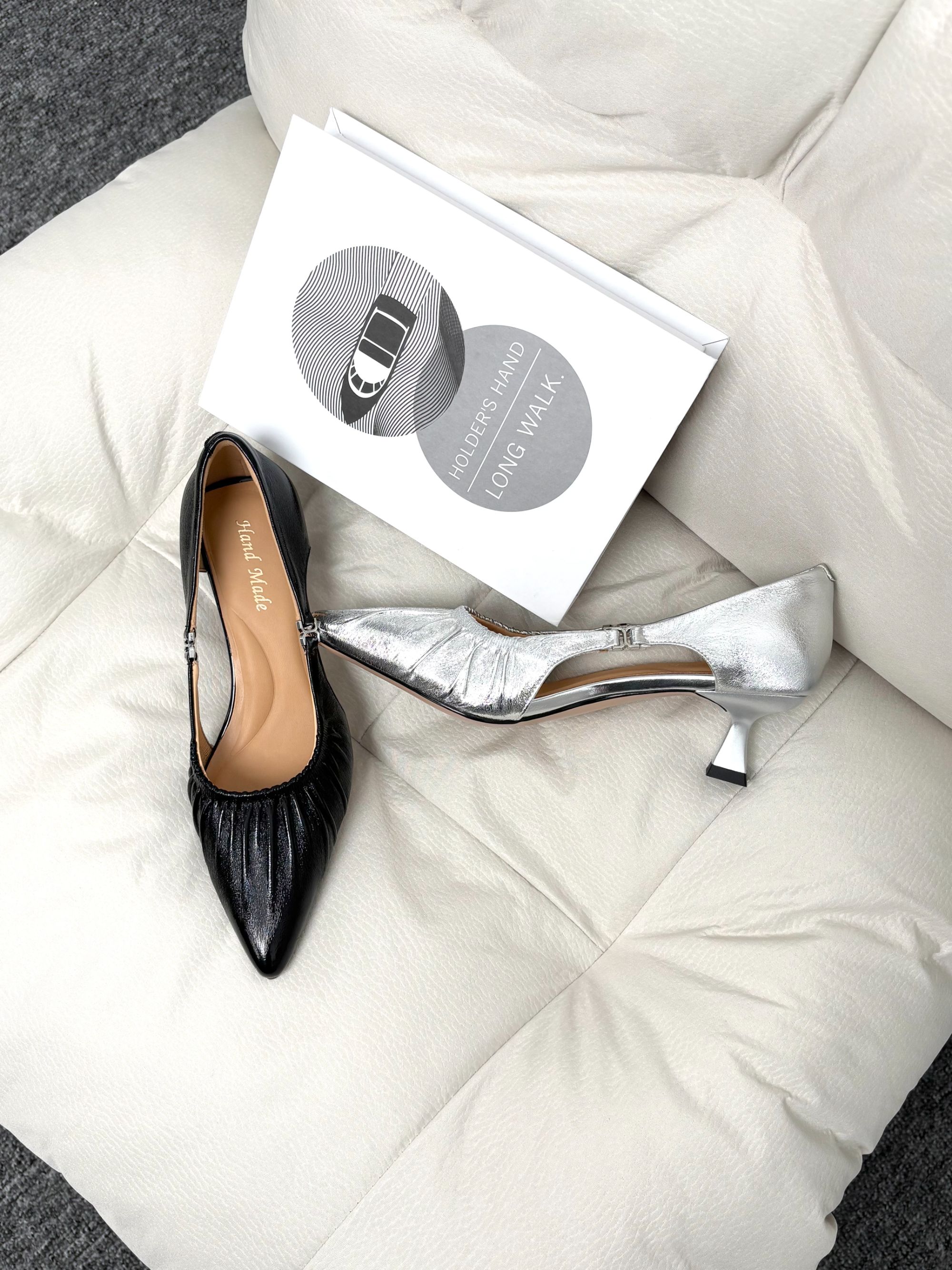 夏季新款褶皱中空牛皮浅口中跟尖头单鞋出游舒服夏天百搭086