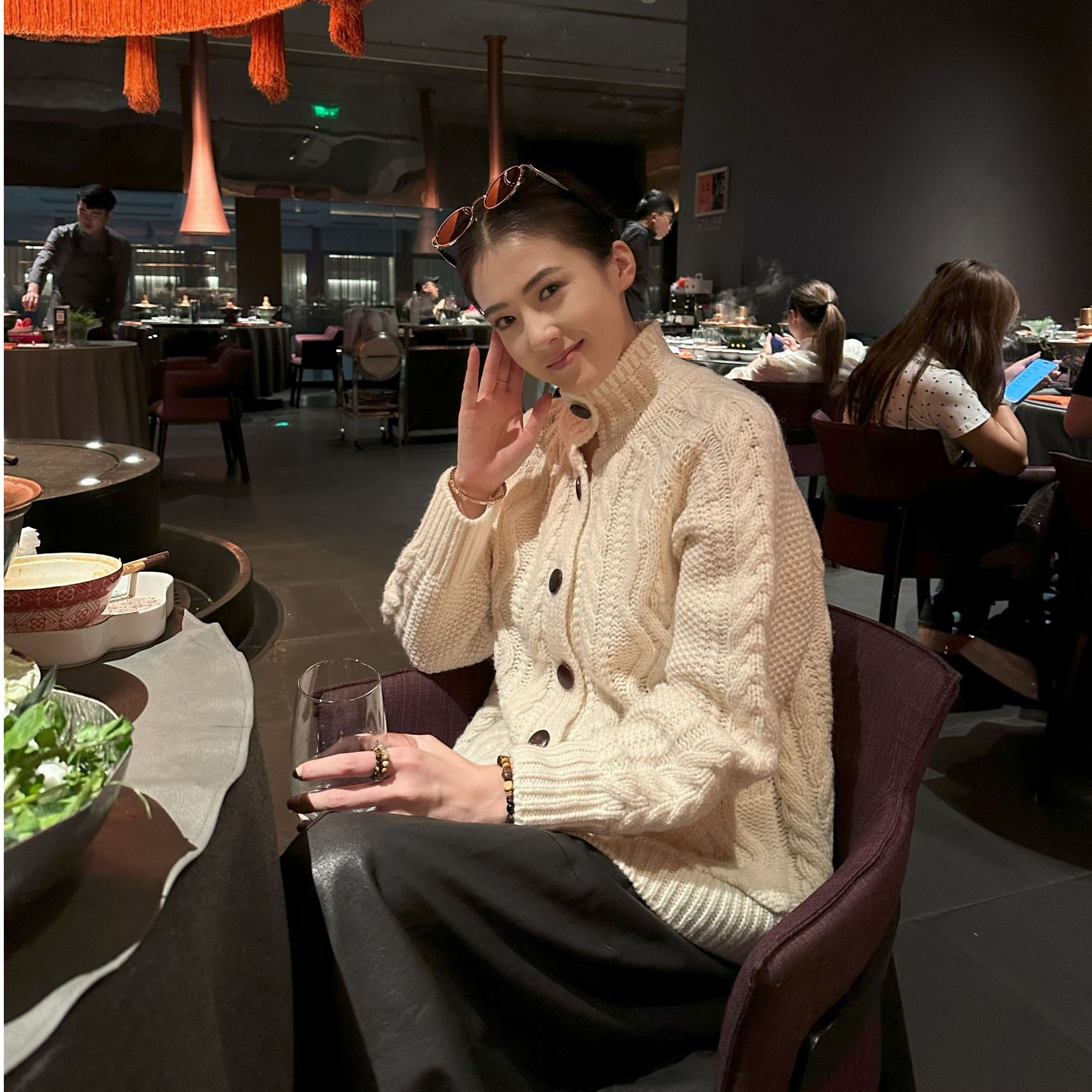 TAOMIAO陶喵喵【京末岁时】100%羊毛保暖绞花开衫针织衫女TMM250932