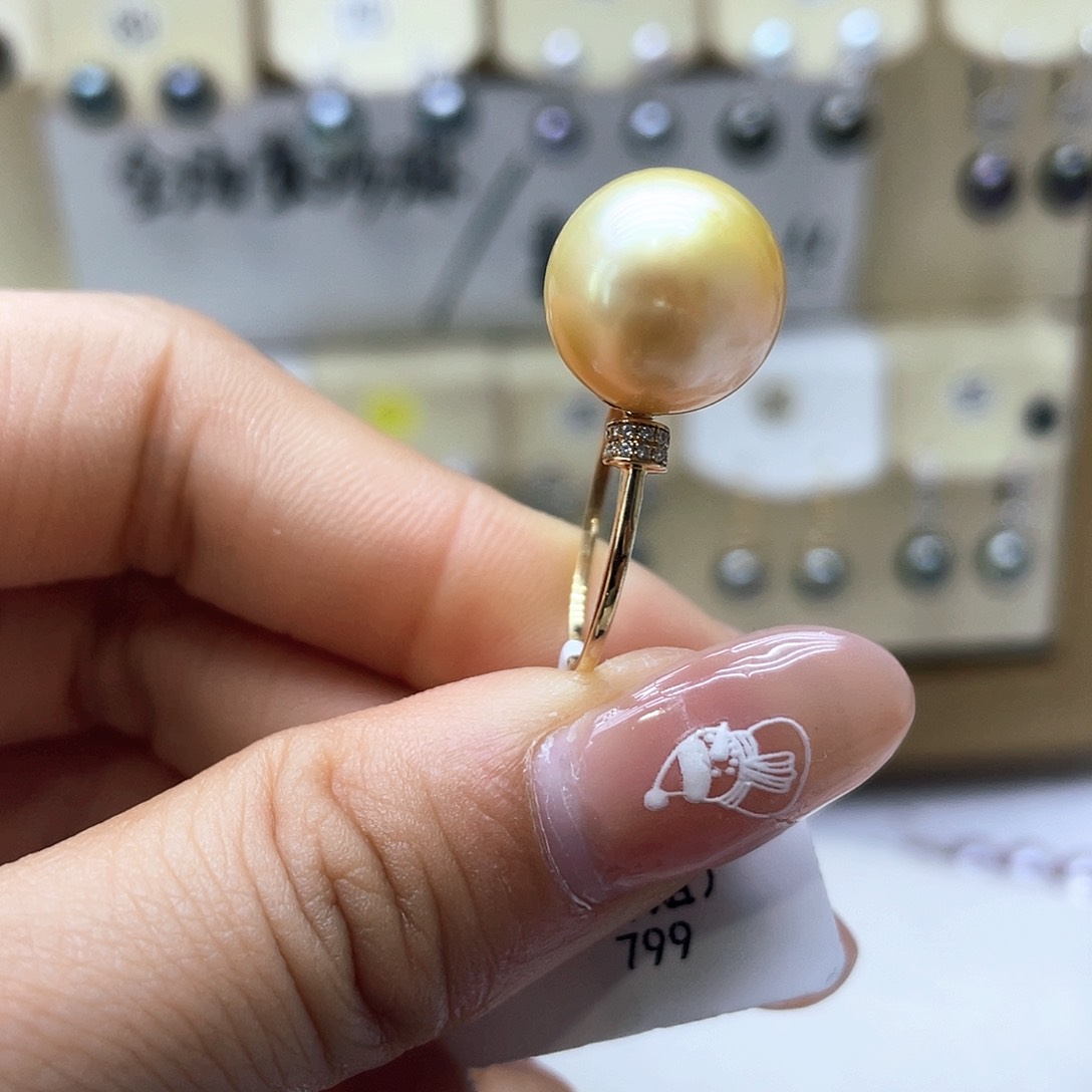 海水珍珠戒指18K金镶嵌