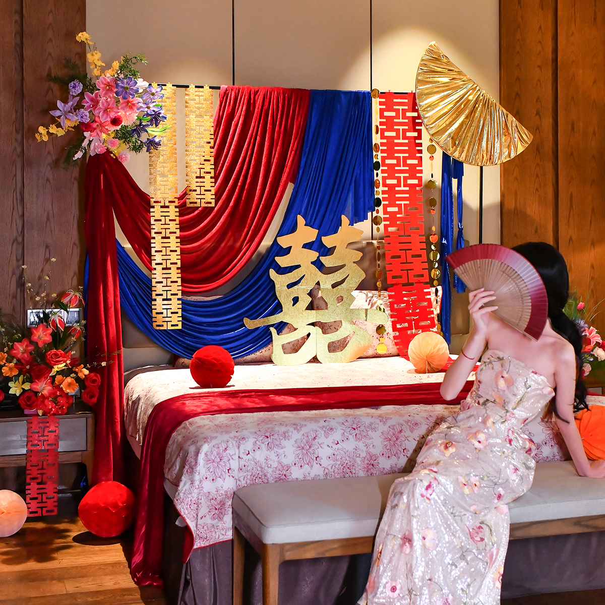 婚房铁艺支架布置套装男方新房主卧装饰女方卧室床头拉花婚礼用品