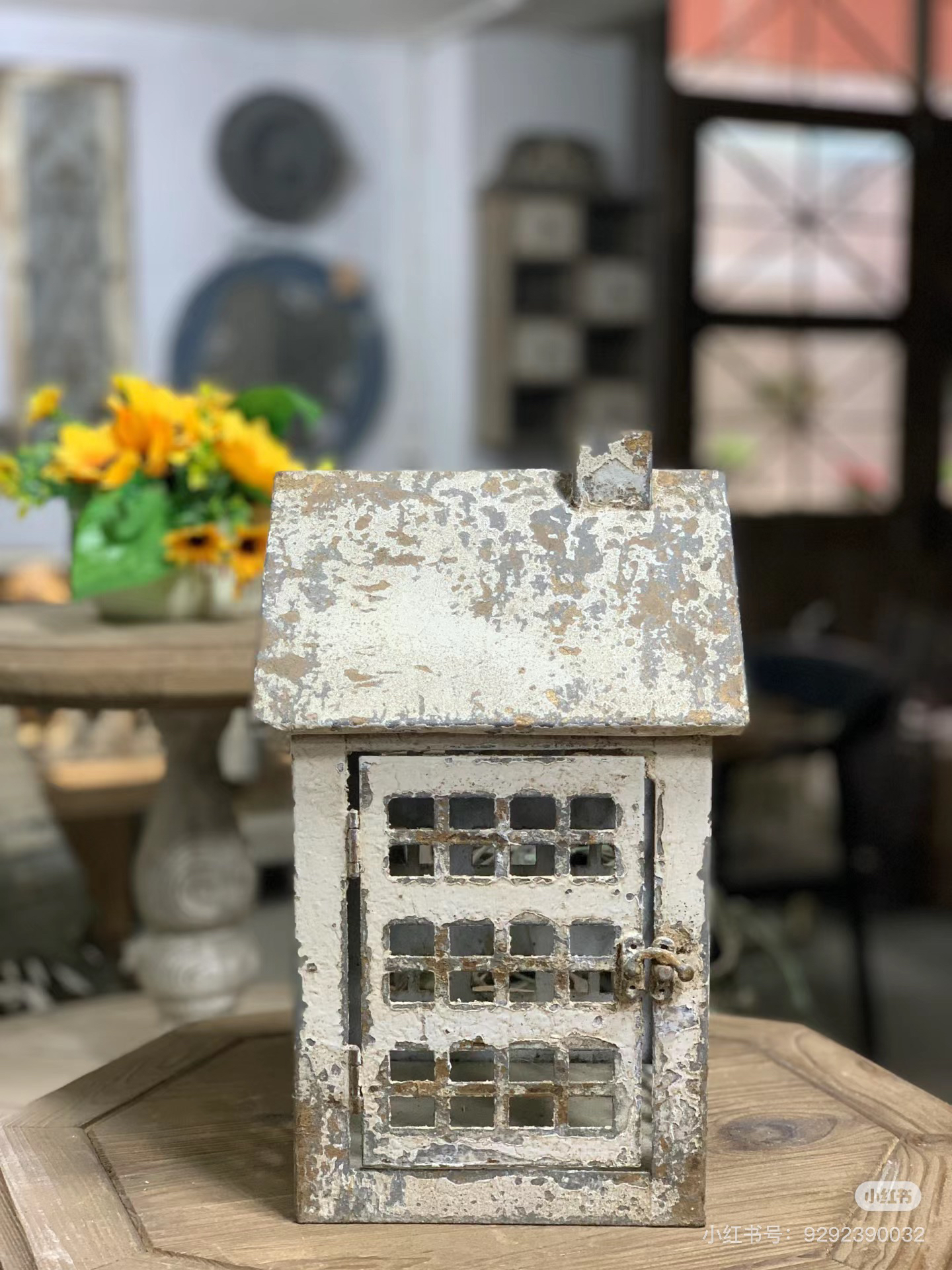 复古铁艺小房子造型风灯摆件