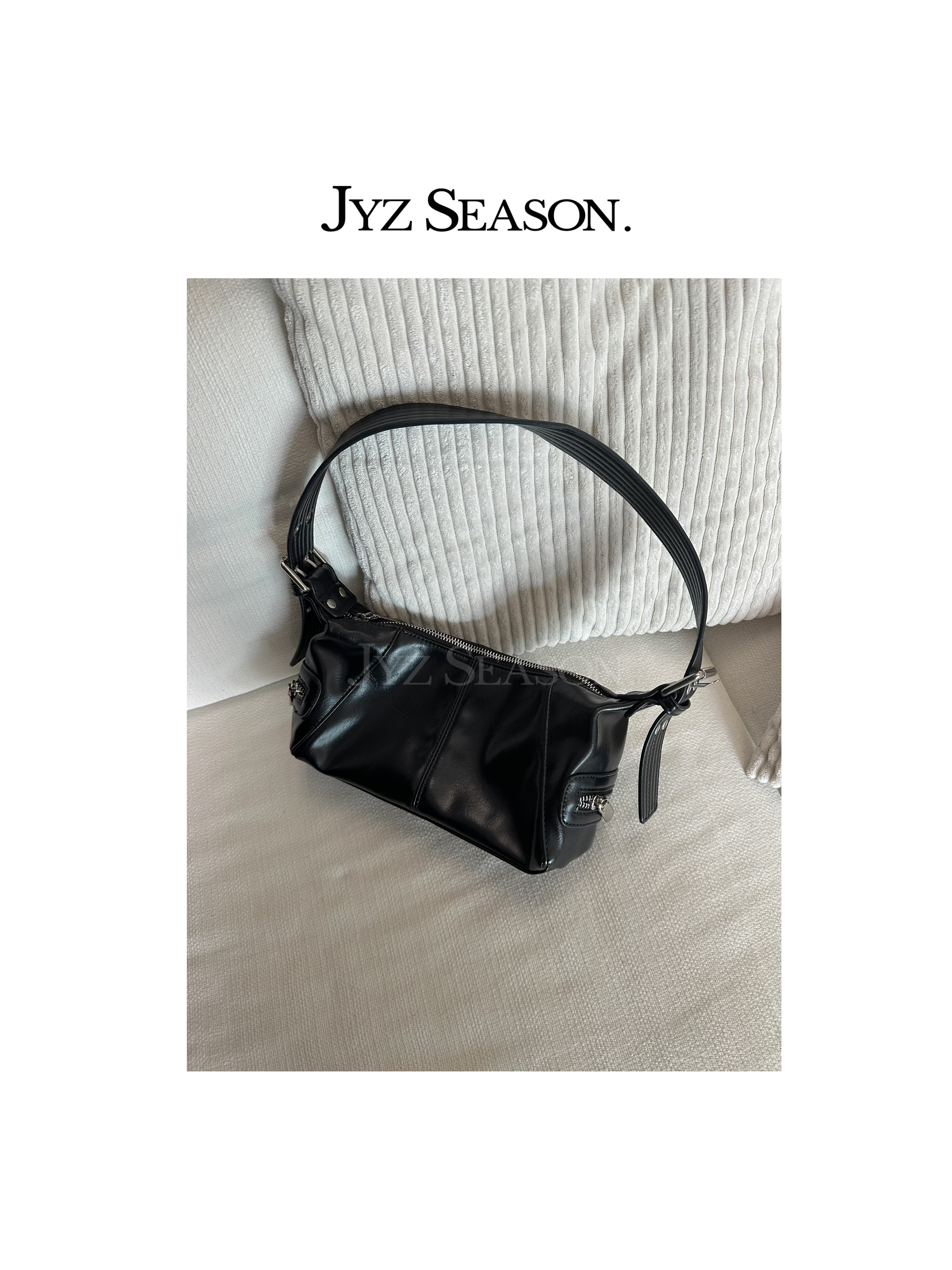 JYZ SEASON. 高品质小挎包拉链车缝线纯色单肩包腋下包方形