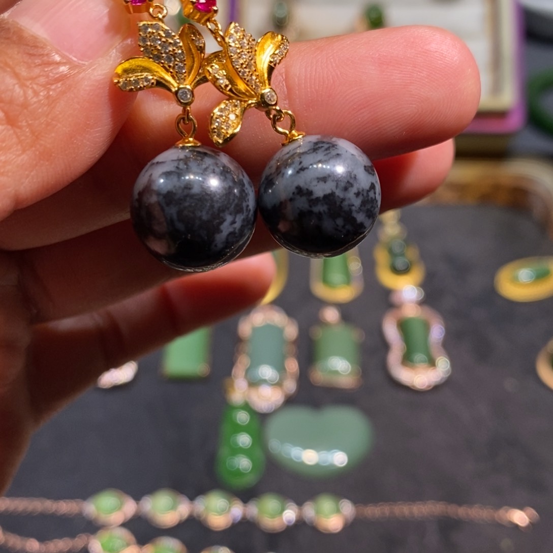 和田玉颈饰银S925镶嵌