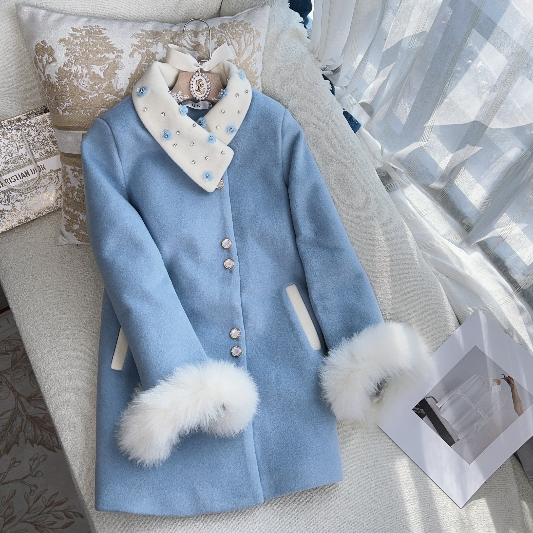 【现货秒发】【蓝曦】冬季法式外套高级感小众中长款加厚呢子大衣外套