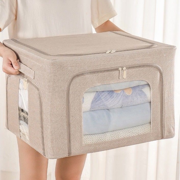 [3开窗百纳箱] (叠水纹)棉被四件套羽绒服加粗钢架可折叠水洗