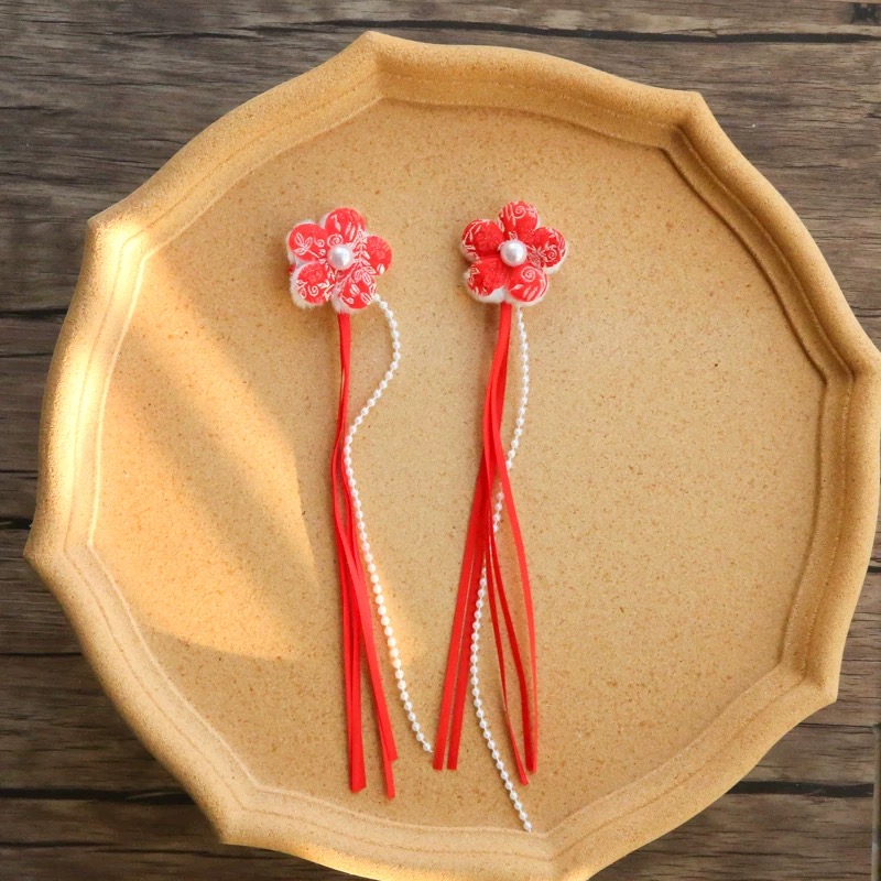 流苏新年红色儿童发夹小女孩发卡汉服唐装宝宝发饰女童头饰2147
