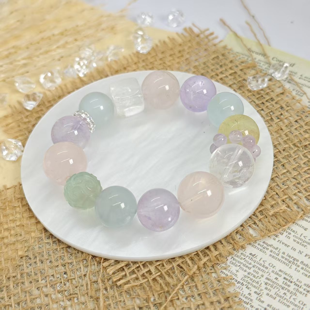 《山茶白羽》粉水晶多宝手链14-16(多样发其一) XM54