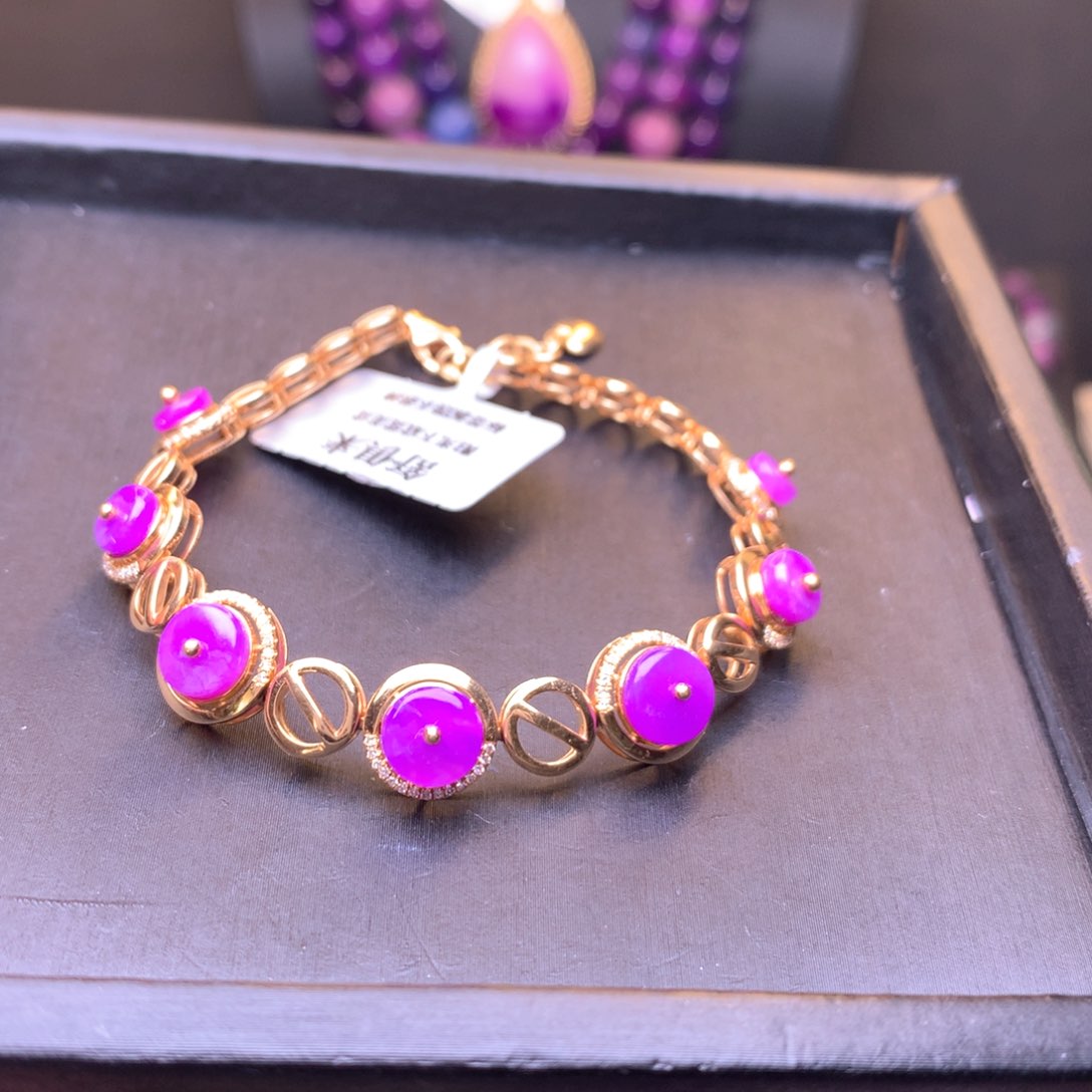 苏纪石（舒俱来）金镶手链18K金镶嵌