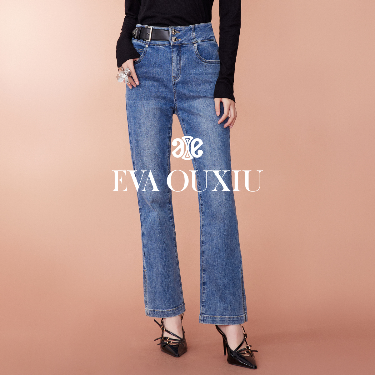 【诗语专属】EVA OUXIU/伊华欧秀牛仔裤E33NK0504