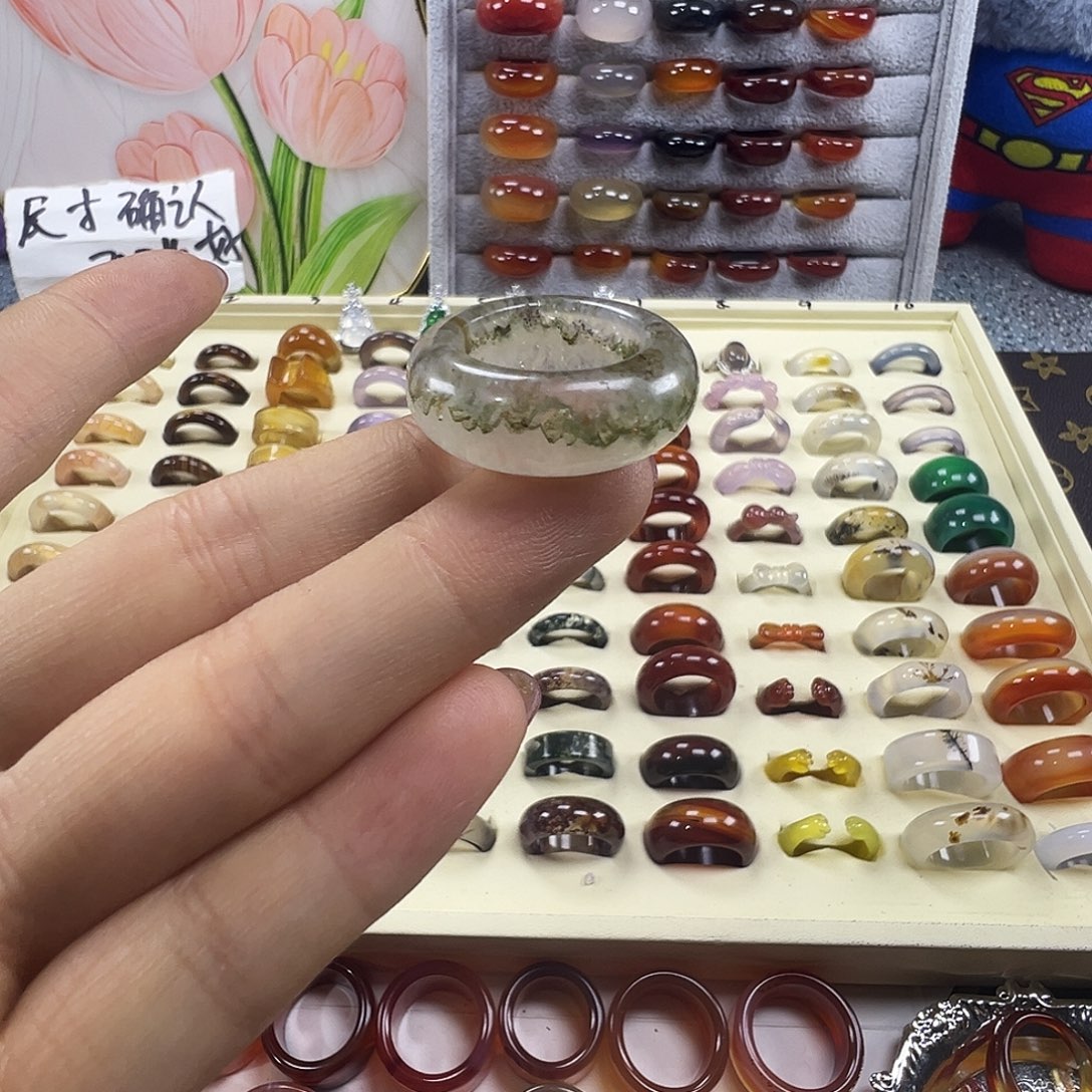 玛瑙/玉髓未镶嵌戒指B13不退换17.5港16