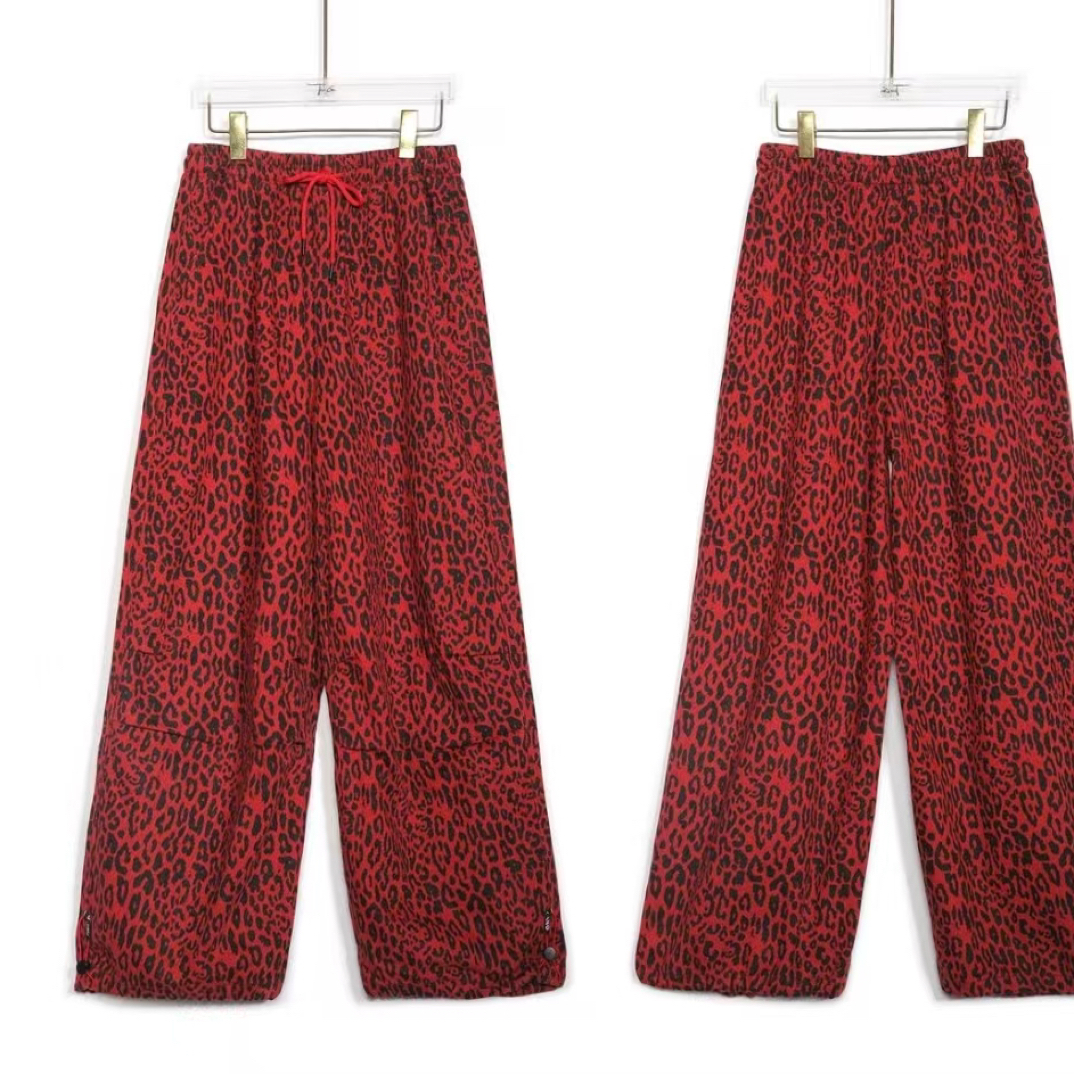 【BAI】秋冬新款高腰气质百搭宽松直筒豹纹休闲裤40798