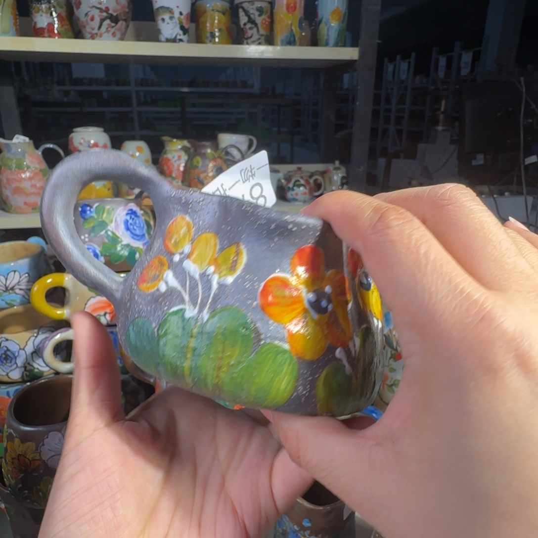 景德镇手工陶瓷釉下彩紫砂微瑕87