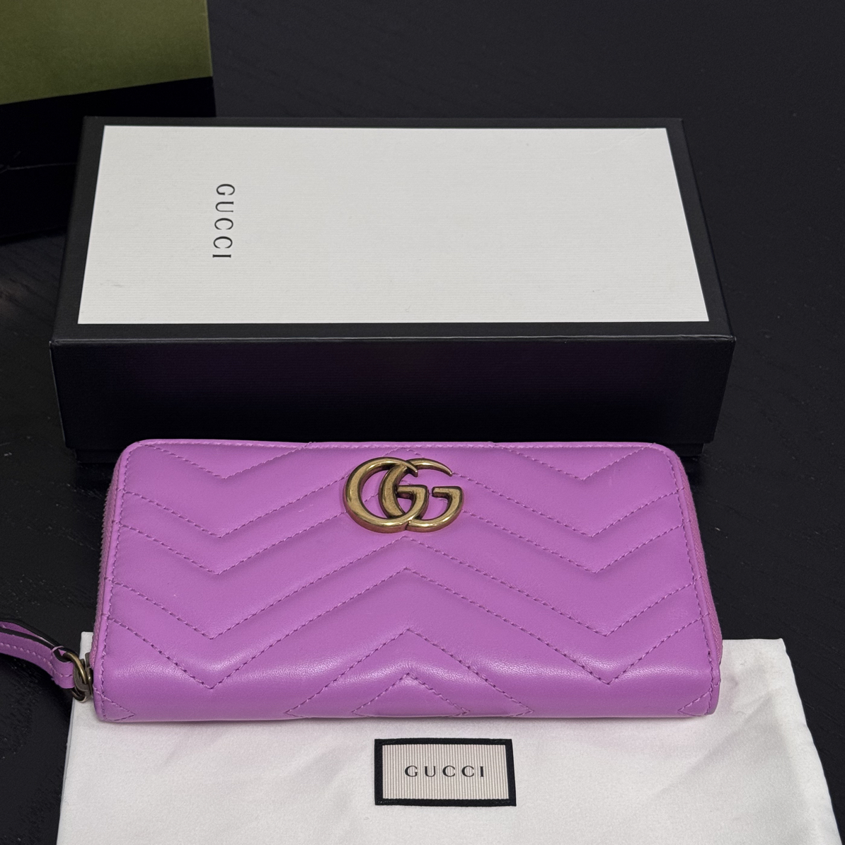 未使用 GUCCI/古驰 Gucci双Gmarmont钱包 有包装 可送礼