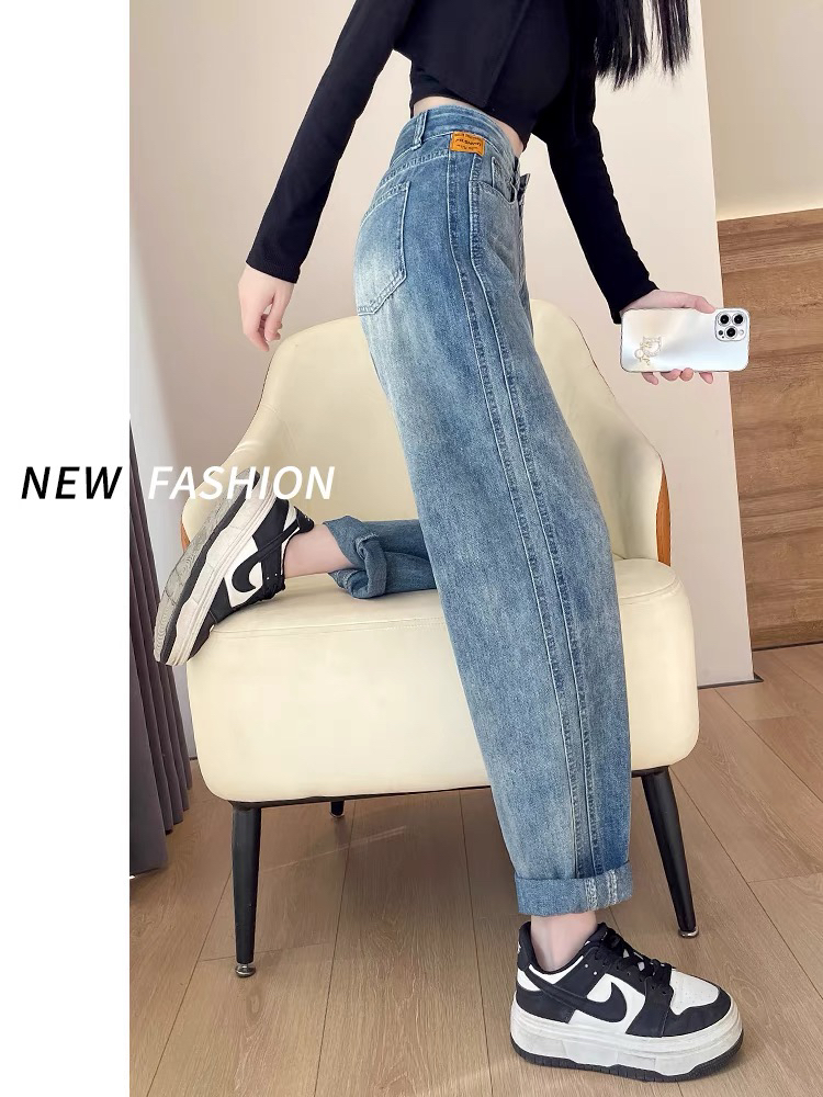 （瑕疵慎拍）九分夏款哈伦老爹裤牛仔裤