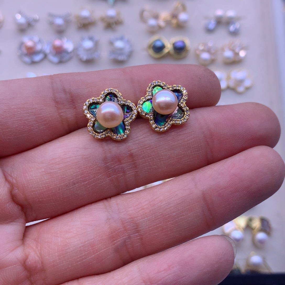 淡水珍珠耳饰合金