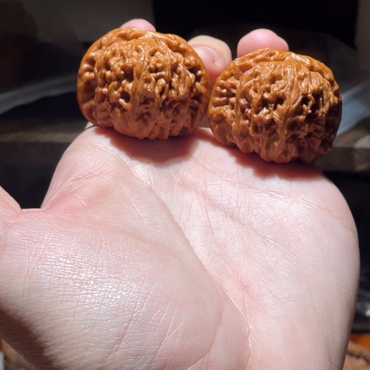 牛***包把件文玩核桃40闷白有修